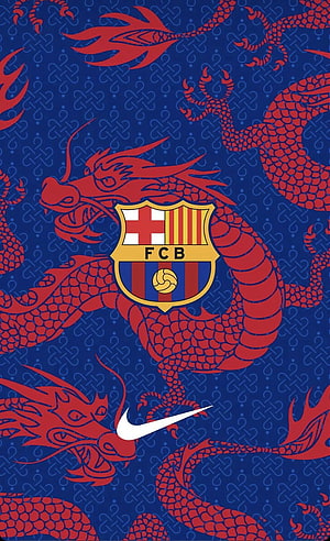 FC Barcelona Nike Lunar New Year Dragon Pattern Wallpaper HD phone wallpaper