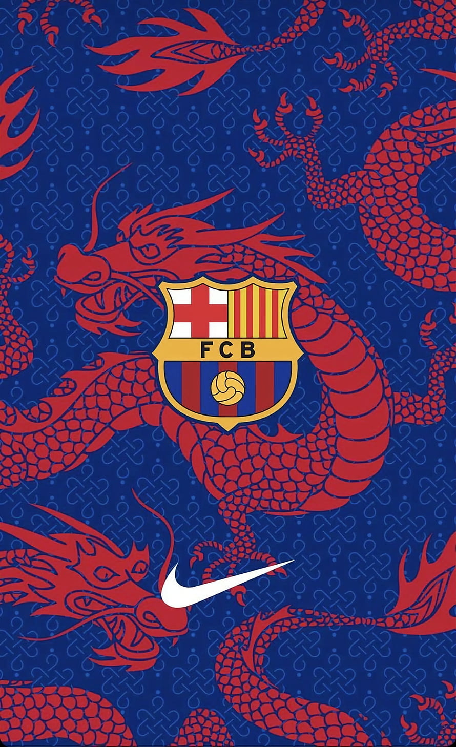 FC Barcelona Nike Lunar New Year Dragon Pattern Wallpaper HD phone wallpaper