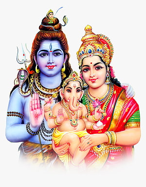 Lord Shiva Parvati and Baby Ganesha Hindu Deity Family Portrait Illustration HD phone wallpaper