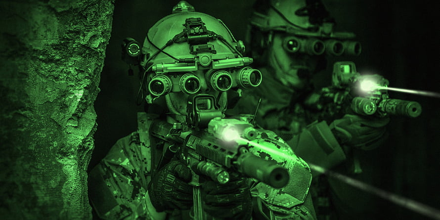 Special Forces Operators in Night Vision Goggles During Tactical Combat Mission HD wallpaper