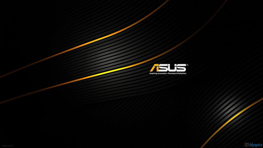 ASUS Black and Gold Abstract Curved Lines Minimalist Tech Background HD wallpaper