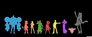 One Piece Straw Hat Pirates Character Silhouettes on Black Background HD wallpaper