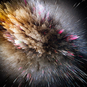 Vibrant Cosmic Explosion with Radiating Streaks of Light and Dust Clouds in Deep Space HD phone wallpaper
