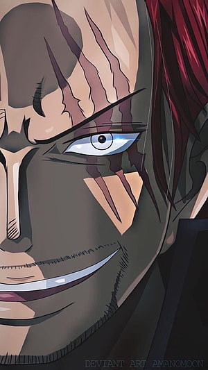 Shanks Close-Up Portrait with Intense Blue Eye and Red Hair HD phone wallpaper
