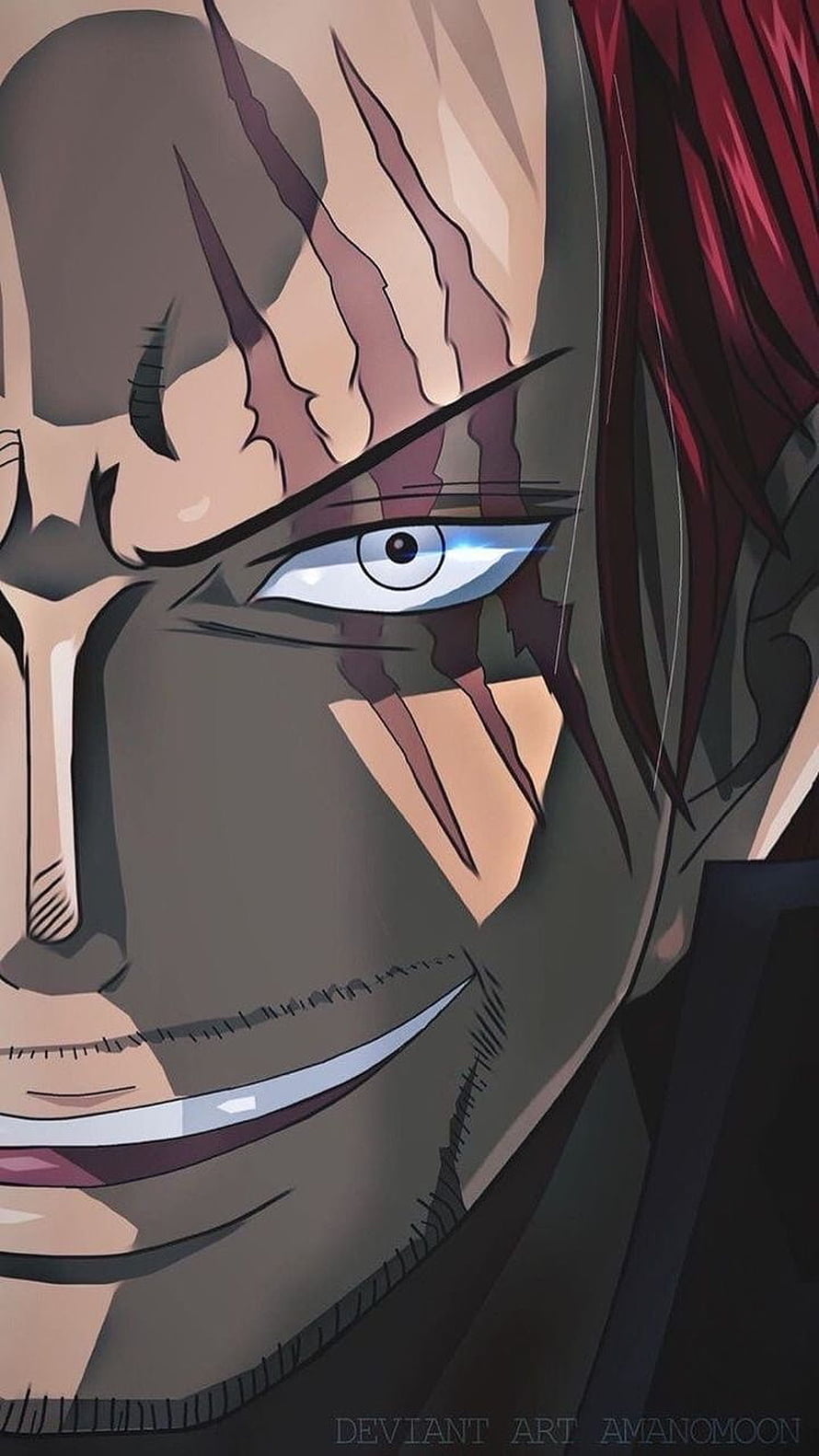 Shanks Close-Up Portrait with Intense Blue Eye and Red Hair HD phone wallpaper