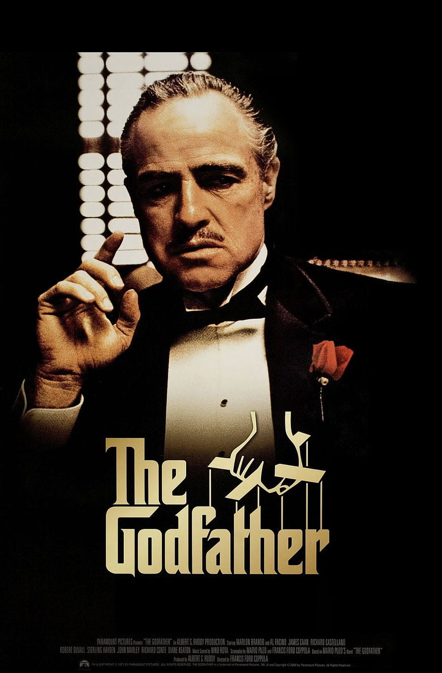 The Godfather Movie Poster Featuring Marlon Brando in a Tuxedo HD phone wallpaper