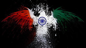 Patriotic Indian Eagle Artwork with Tricolor Wings and Ashoka Chakra Emblem HD wallpaper