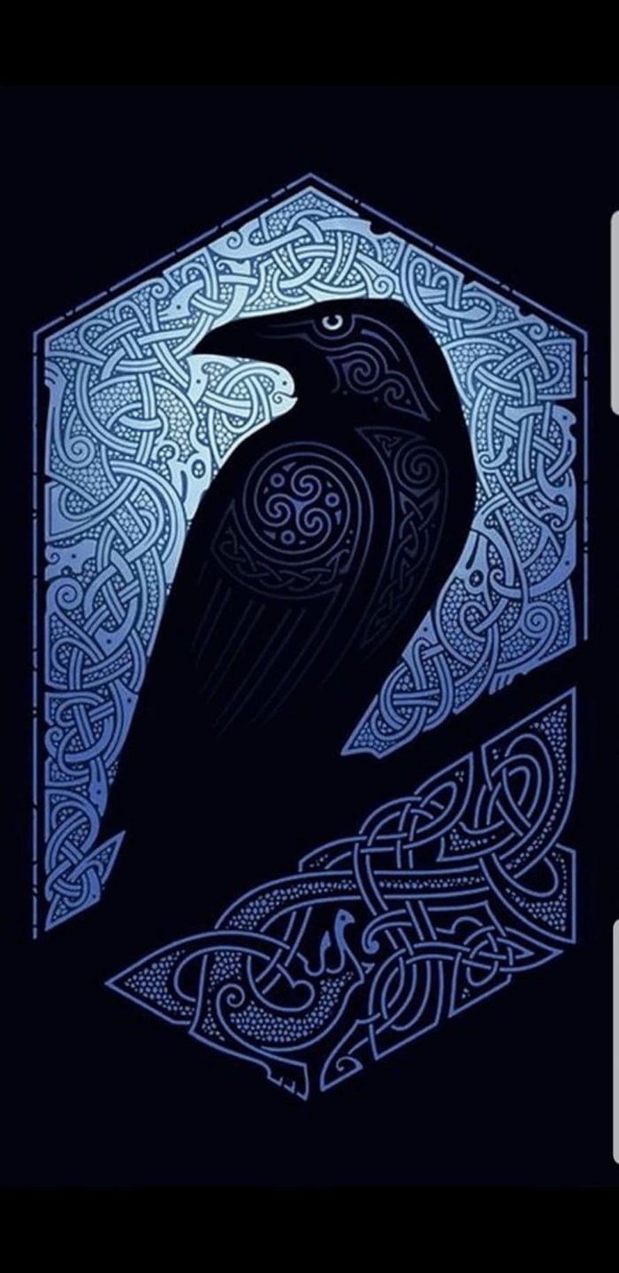 Viking Crow Silhouette with Intricate Celtic Knotwork and Nordic Ornamental Patterns HD phone wallpaper