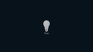 Minimalist Lightbulb Icon with Think Text on Dark Navy Background HD wallpaper