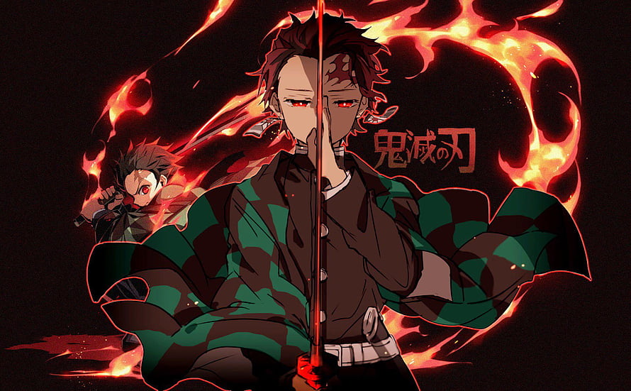 Tanjiro Kamado Demon Slayer Anime Wallpaper with Flame Breathing HD wallpaper