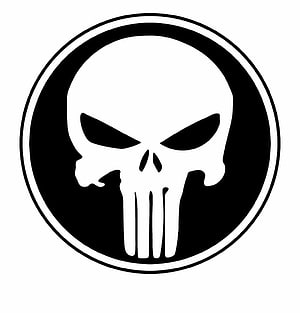 Punisher Skull Logo in Black and White Circular Frame HD phone wallpaper