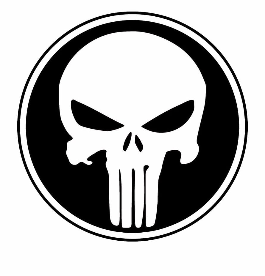 Punisher Skull Logo in Black and White Circular Frame HD phone wallpaper