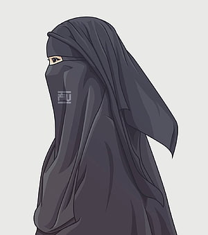 Side Profile Illustration of a Woman Wearing a Black Niqab and Hijab, vector #hijab #niqab. Quran & Sunnah in 2019. Hijab, Muslim Girl Cartoon HD phone wallpaper