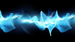 Luminous Blue Energy Wave Abstract Digital Art on Black Background HD wallpaper