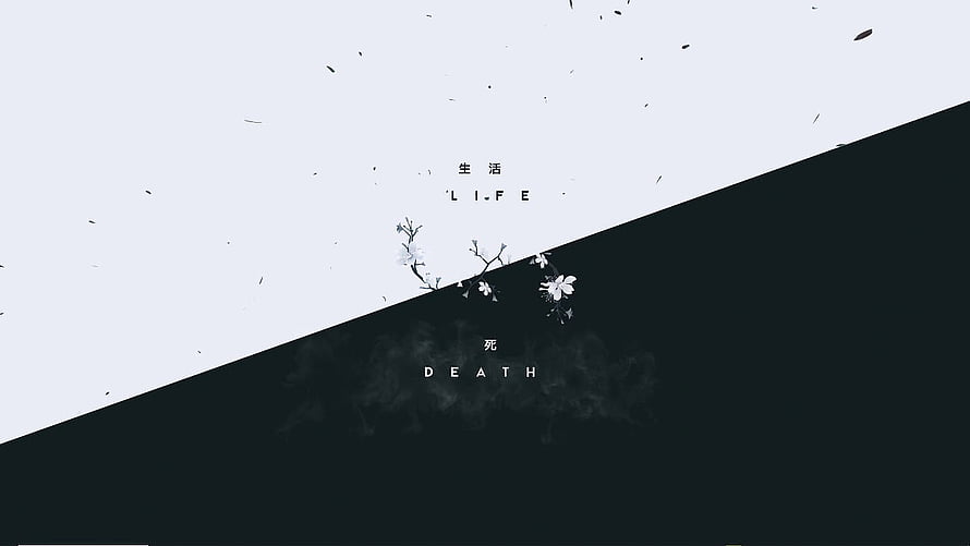 Minimalist Life and Death Concept with Cherry Blossoms and Smoke HD wallpaper