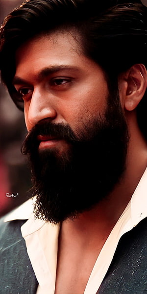 Yash as Rocky in KGF Chapter 2 Close-Up Portrait with Full Beard HD phone wallpaper