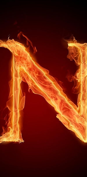 Burning Letter N Fire Alphabet Flame Typography Design HD phone wallpaper