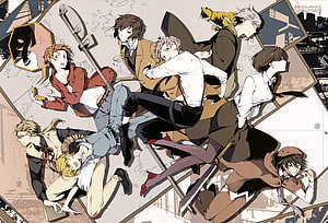 Bungo Stray Dogs Anime Character Group Illustration HD wallpaper