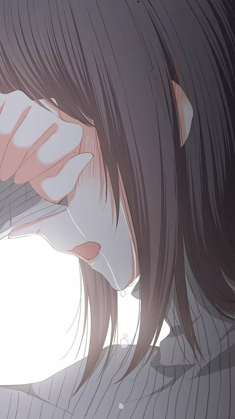 Emotional Anime Girl Crying Close-Up Illustration HD phone wallpaper