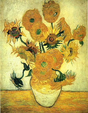 Vincent Van Gogh Sunflowers Still Life Oil Painting with Thick Impasto Brushstrokes HD phone wallpaper