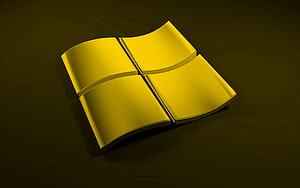 Glossy Golden Windows Emblem Rendered in 3D on a Dark Background HD wallpaper