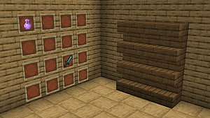 Minecraft Wooden Storage Room with Item Frames and Staircase HD wallpaper