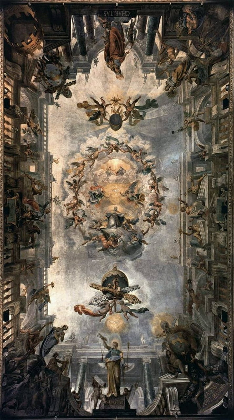 Glorification of Saint Charles Borromeo ceiling fresco by Andrea Pozzo in Sant'Ignazio Rome HD phone wallpaper