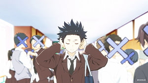 Shoya Ishida from A Silent Voice in School Uniform with Headphones HD wallpaper
