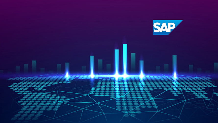 SAP Supply Chain Technology with Glowing Data Grid and Bar Chart Visualization HD wallpaper