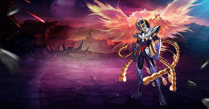 Phoenix Ikki in Silver Cloth with Fiery Wings in Saint Seiya Anime Artwork HD wallpaper
