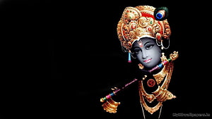 Hanuman with Flute and Ornate Crown on Black Background, Hindu God , Hanuman PC HD wallpaper