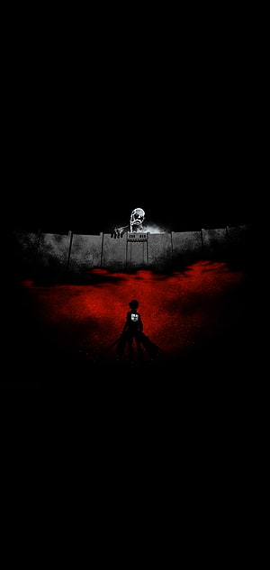 Attack on Titan Eren Yeager vs Colossal Titan Silhouette Wallpaper HD phone wallpaper