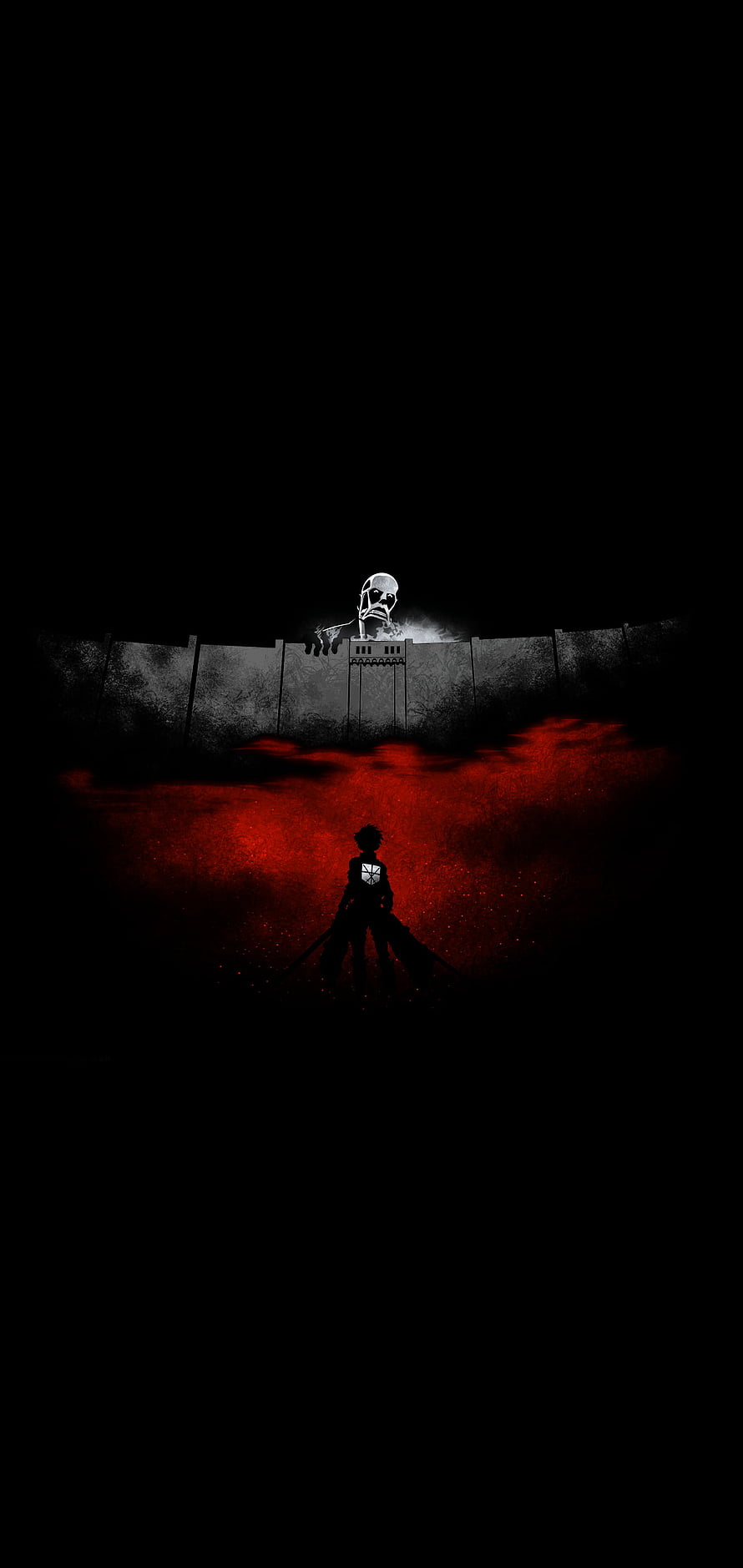 Attack on Titan Eren Yeager vs Colossal Titan Silhouette Wallpaper HD phone wallpaper