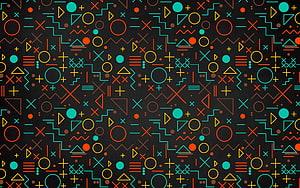 Colorful Geometric Math Symbols Pattern on Dark Blackboard Texture HD wallpaper