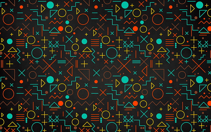 Colorful Geometric Math Symbols Pattern on Dark Blackboard Texture HD wallpaper