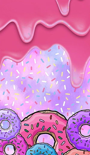Colorful Donuts With Pink Glaze And Sprinkles HD phone wallpaper