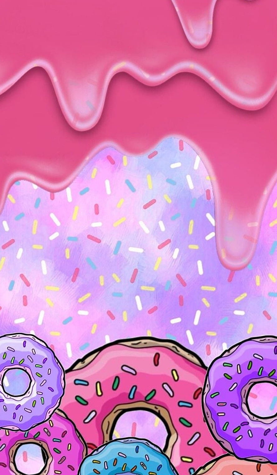 Colorful Donuts With Pink Glaze And Sprinkles HD phone wallpaper