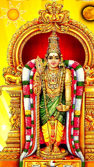 Lord Ayyappa Hindu Deity Wallpaper with Sun and Moon HD phone wallpaper