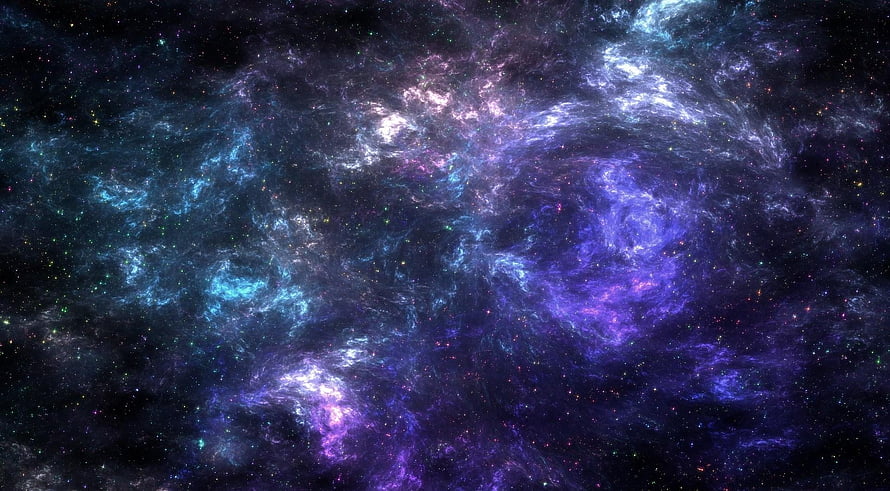 Vibrant Cosmic Nebula With Swirling Purple And Blue Gas Clouds In Deep Space HD wallpaper