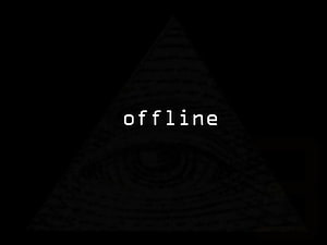 Minimalist Black Triangle with Offline Text and Subtle Eye Pattern HD wallpaper