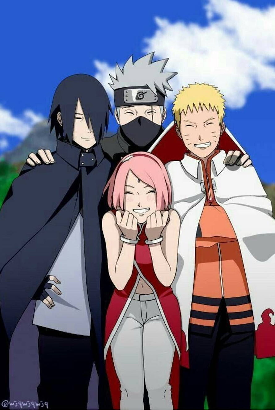 Naruto Shippuden Team 7 Reunion Wallpaper Featuring Sasuke Kakashi Sakura and Naruto HD phone wallpaper