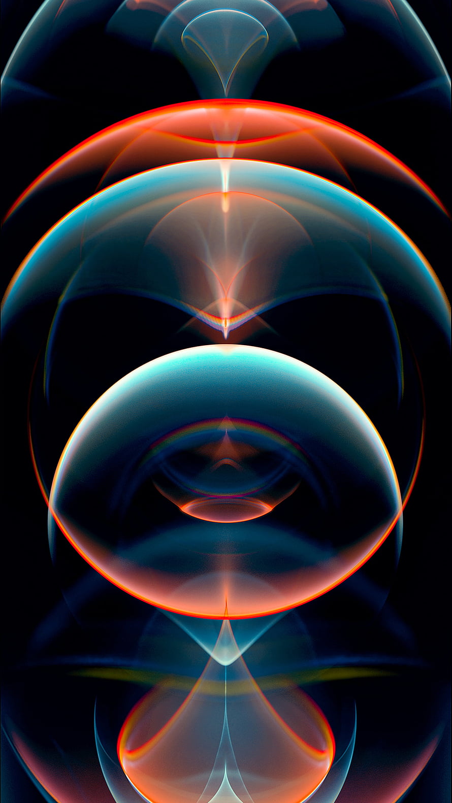 Abstract Symmetrical Digital Art with Glowing Orbs and Neon Color Gradients HD phone wallpaper