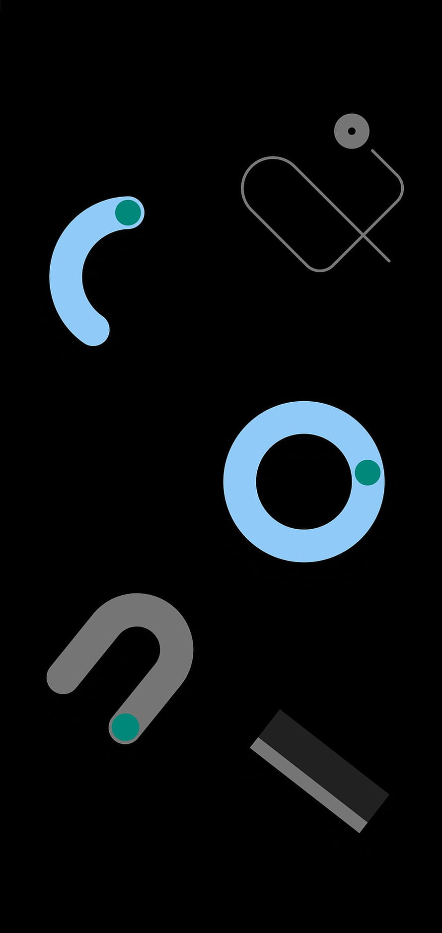 Minimalist Abstract Geometric Shapes on Black Background with Blue and Grey Accents HD phone wallpaper