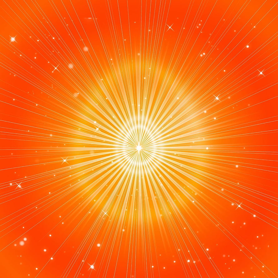Radiant Orange Sunburst With Glowing Light Rays And Sparkling Stars HD phone wallpaper