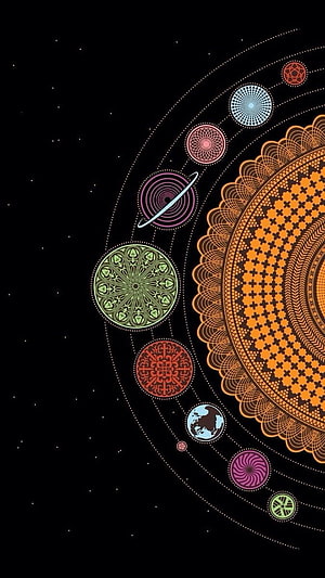 Mandala Solar System Artwork With Intricate Planetary Patterns On Black Background, . Mandala , Psychedelic art, , Trippy Mandala HD phone wallpaper