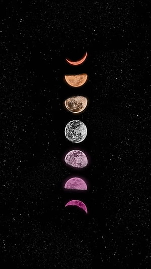 Vertical Moon Phase Sequence Against Starry Night Sky HD phone wallpaper