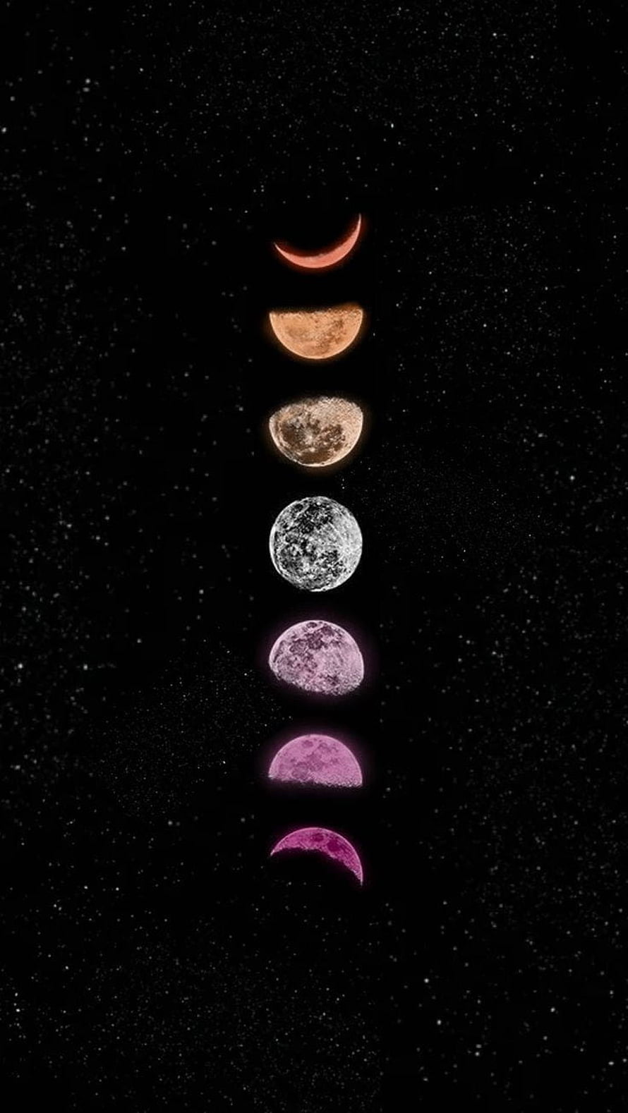 Vertical Moon Phase Sequence Against Starry Night Sky HD phone wallpaper