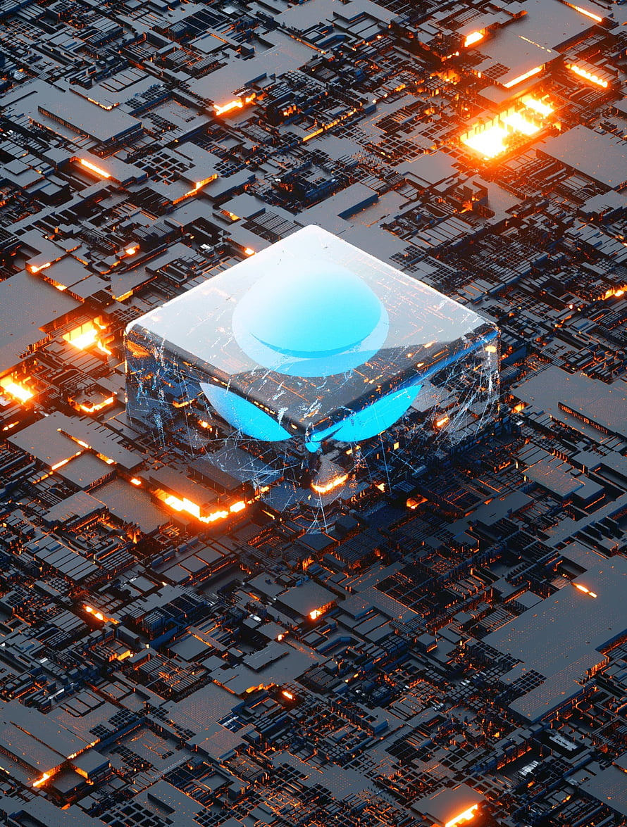 Glowing CPU Processor Core on Intricate Circuit Board with Orange Traces HD phone wallpaper