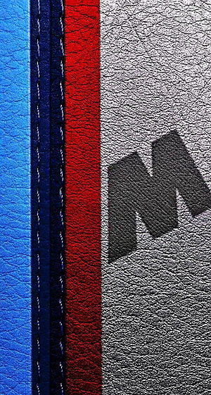 BMW M Power Logo on Textured Leather with Blue, Dark Blue, and Red Stripes HD phone wallpaper