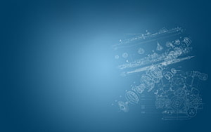 Technical Blueprint Schematic of Naval Vessels and Mechanical Components on Blue Background HD wallpaper